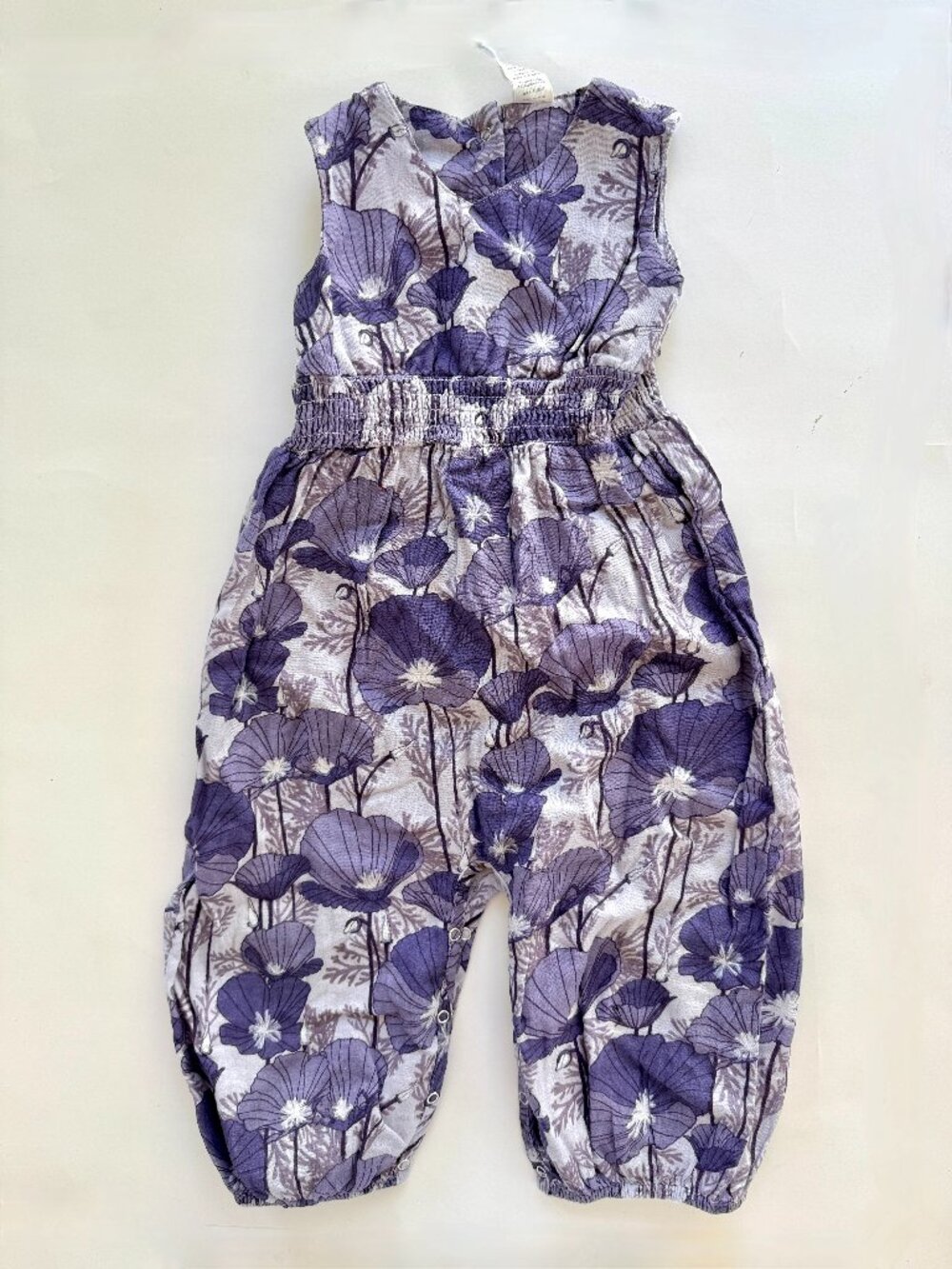 Kate Quinn Girls Purple Poppy Print Jumpsuit 18-24m